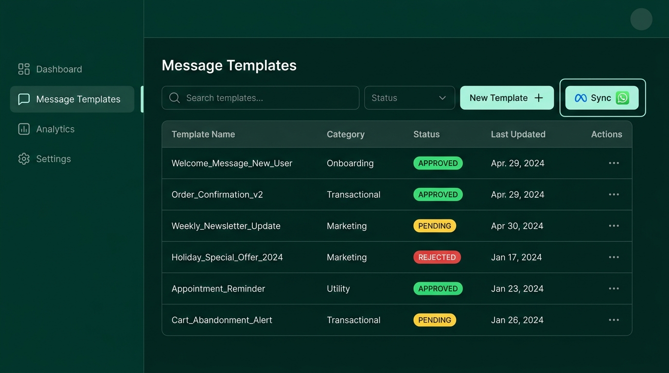 Sincronização de templates com a Meta
